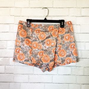 TopShop Shiny High Waist Floral Brocade Skort